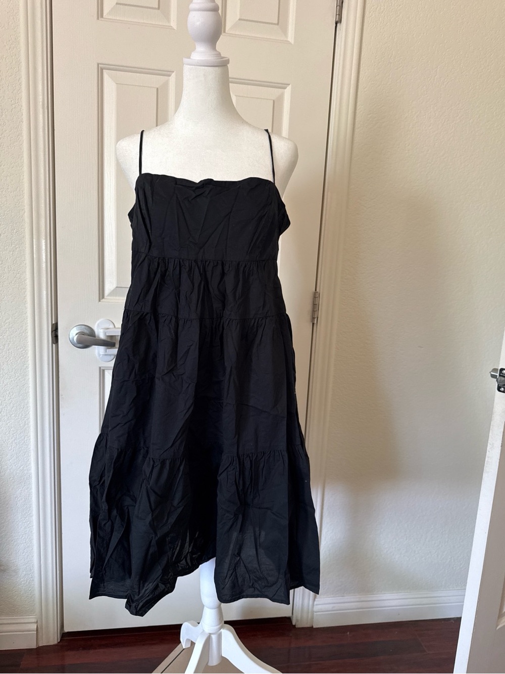 Levi's Black Tiered Spaghetti-Strap Midi Dress